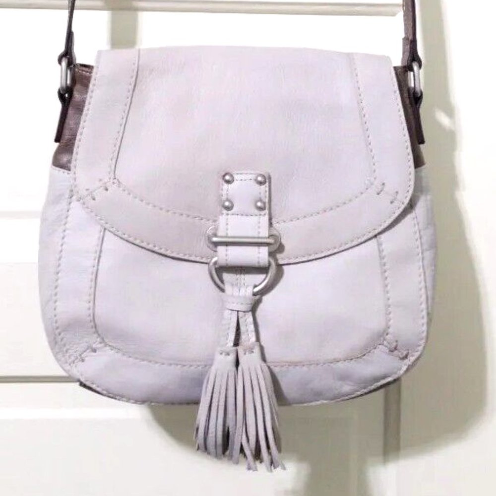 NEW Tignanello Beige Brown 100% Leather Shoulder Bag Purse Magnet Flap Adjust